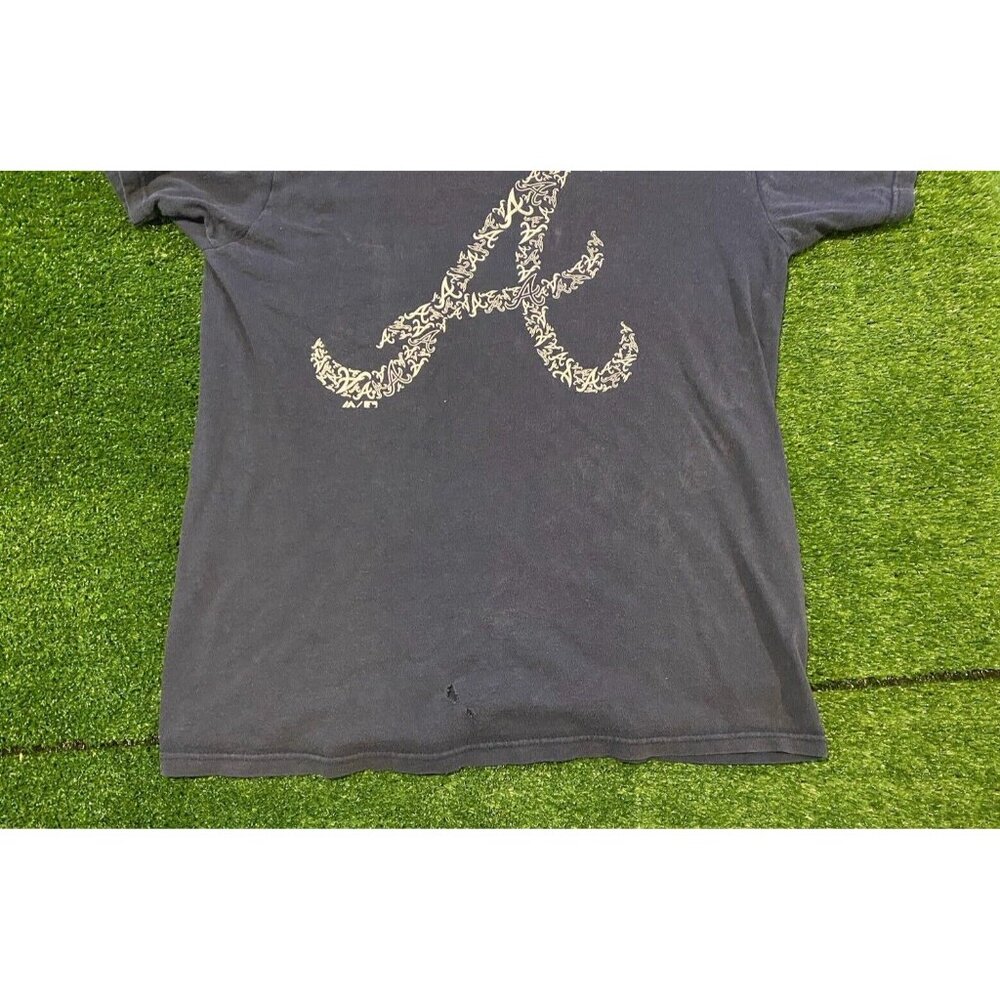 Majestic Atlanta Braves shirt mens medium Y2K blue adult unisex MLB baseball - Picture 4 of 9
